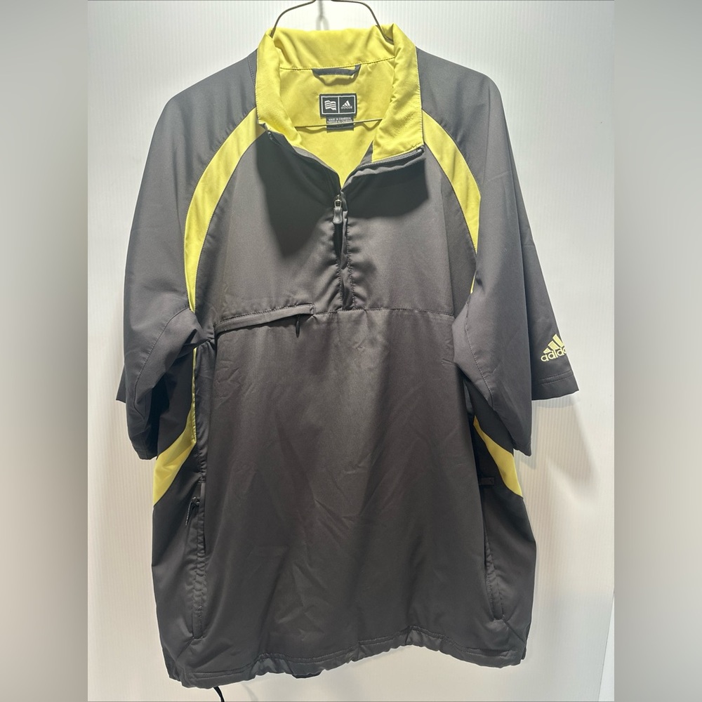 Adidas Men Windbreaker Large‎ Quarter Zip Activewear Short Sleeve Solid Gray